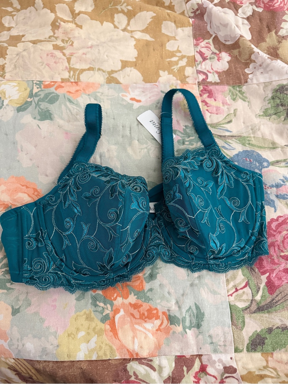 Soma Teal Embroidered Underwire Bra
